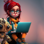 cartoon girl with robot